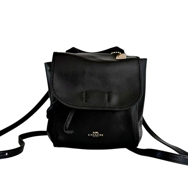 COACH Black Pebbled Leather Derby Backpack F1821 F59819 Daypack - Image 4