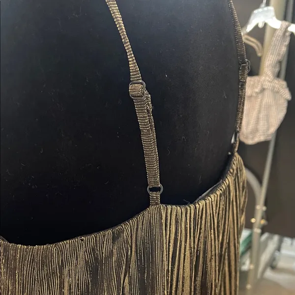 Miss Me Elegant Gold on black Fringe Women's Top - Image 3