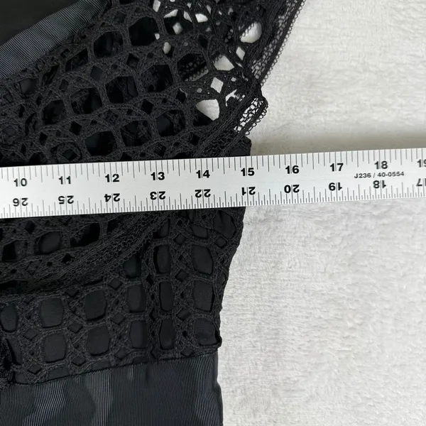 Gianni Bini Black Eyelet Lace Asymmetrical Ruffle Mini Dress Size 6 LBD Skater - Image 3