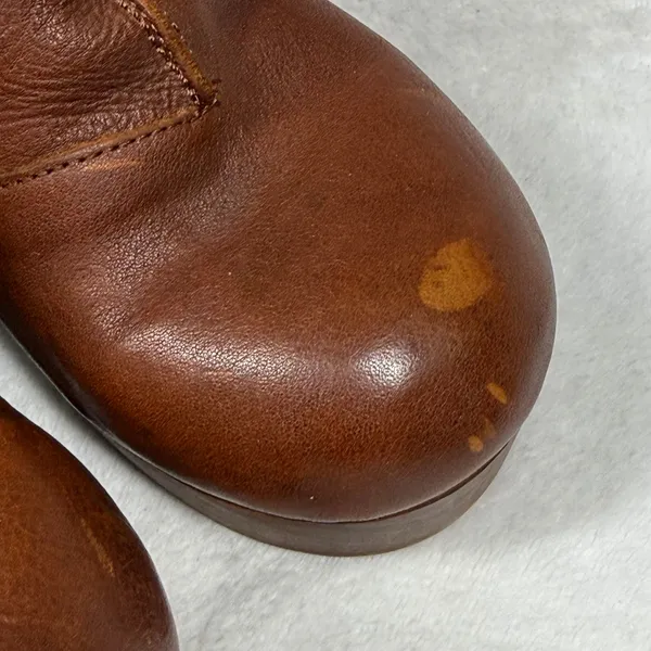 Free People Brown Leather Wooden Platform Clog Booties‎ Made in Spain 40 1012 - Image 3