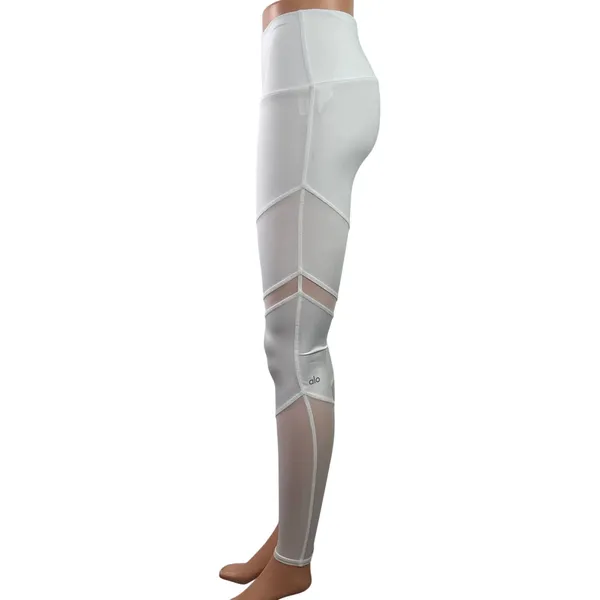 Alo Yoga Sheila White High Rise Mesh Workout Athletic Leggings Pants Size XXS - Image 2