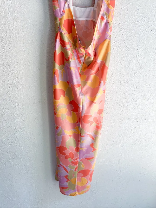 NWT Runaway The Label Mindy Midi Dress Sage Floral Halter Satin Small - Image 6