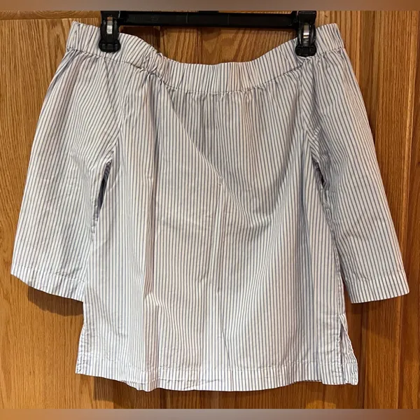 Madewell Clean Off-the-Shoulder Swing Top Shirt in Blue &‎ White Stripe Size XXS - Image 10