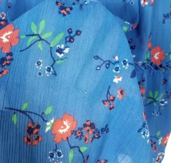 Hollister Y2K Blue Boho Floral Ruffle Cami Babydoll Tank Top - Image 7