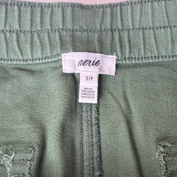 Aerie Green Denim Mini Skirt Cargo Utility Frayed Hem‎ Y2K Style Fairy Grunge - Image 4