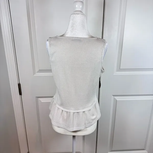 Paper Crane Ivory Peplum Tank Medium Cottagecore Boho Waffle Knit Top - Image 2