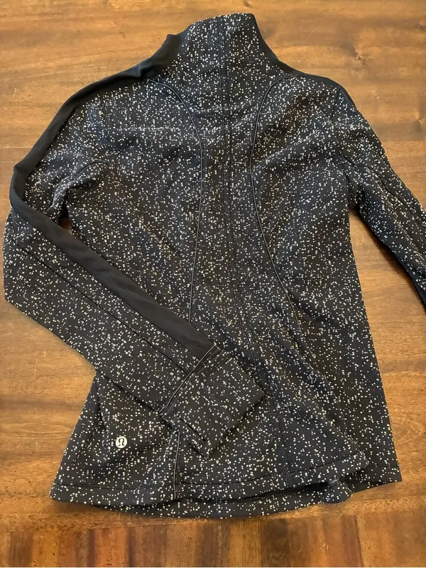 Lululemon Run Briskly 1/2 Zip Size 10 Pullover Magnetized Jacquard Black White - Image 3