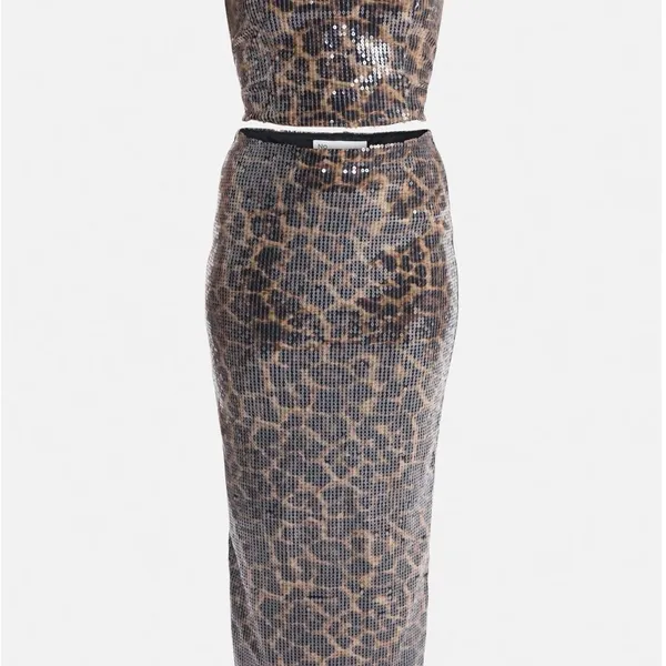 No Boundaries Snake Print Sequin Skirt Set - Image 3