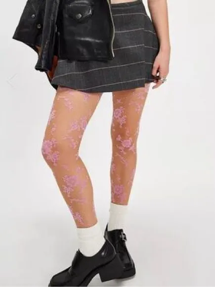 Free People Flocked Floral Tights - Image 4
