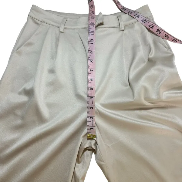 Princess Polly Amalia Pants Trousers Size 6 Tan Khaki Champagne Satin Wide Leg - Image 12