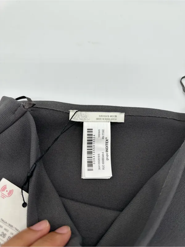 ZARA NWT Gray Strapless Tube Crop Top Size Small | Bandeau Stretch Ribbed - Image 7