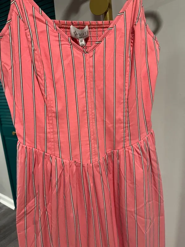 NWT WAYF Coral Stripe long Dress Basque Waist Medium - Image 3