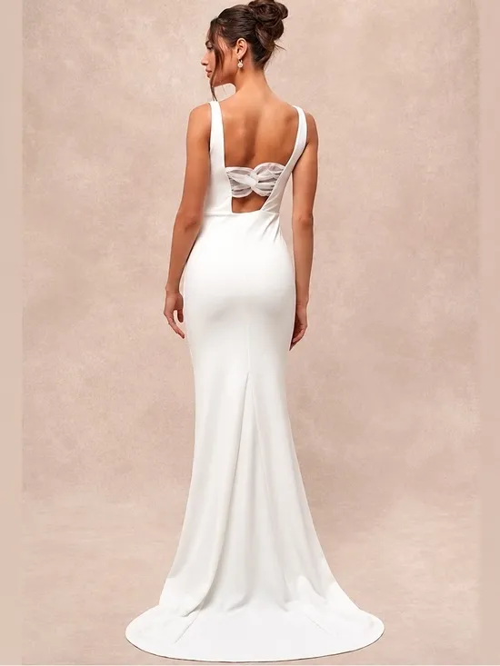 NEW LULUS Regal Classic White Sleeveless Twist-Back Maxi Dress SZ SMALL - Image 4