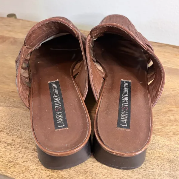 Larry Stuart Brown Woven Leather Huarache Mule Slides 9.5 M Handcrafted Brazil - Image 3