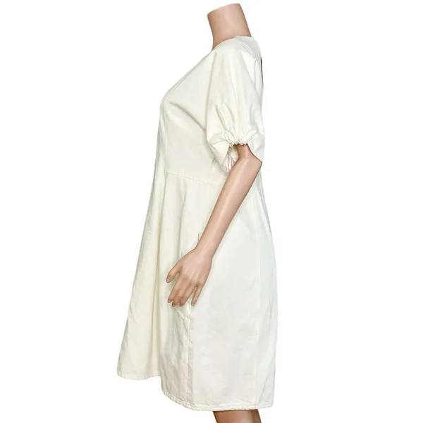 COS Puff Sleeve Organic Cotton Denim Mini Dress, White, 12 (US) - Image 9