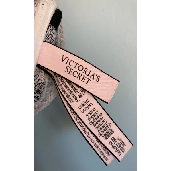 Victoria's Secret Bralette Small White and Black Velvet Trim Lace Feminine - Image 4