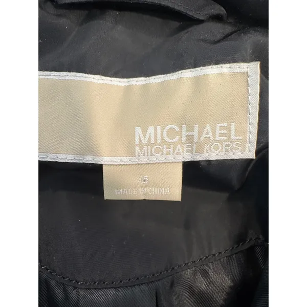 Michael Kors Anorak Raincoat Jacket Women XS Black Hooded Gold Hardware Utility - Image 5