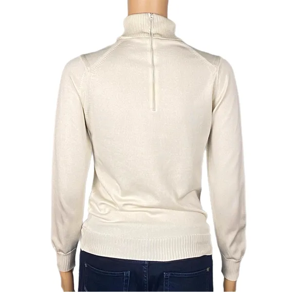 GIVENCHY Sport Vintage 70s Ivory GG Logo Turtleneck Sweater Zipper FLAW Small? - Image 10