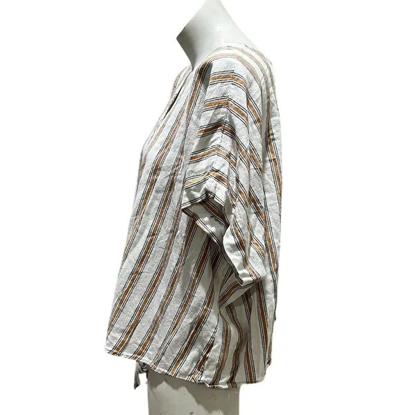 Ava & Viv Women's 2XL Striped V-Neck Blouse Tie Front Multicolor - Image 5
