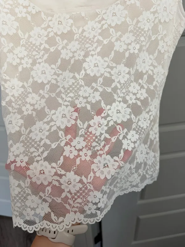 Abercrombie & Fitch Bra-Free Short Sleeve Lace Reversible Top - Image 7