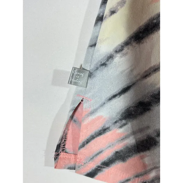 Healing Hands Purple Label Isabel Scrub Top Women L Pink Grey Tie Dye 2218-TDW - Image 3