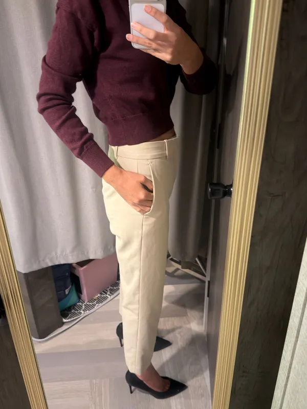 Club Monaco Mid Rise Slim Cropped Dress Pants in Natural Tan Size 00 Regular - Image 3