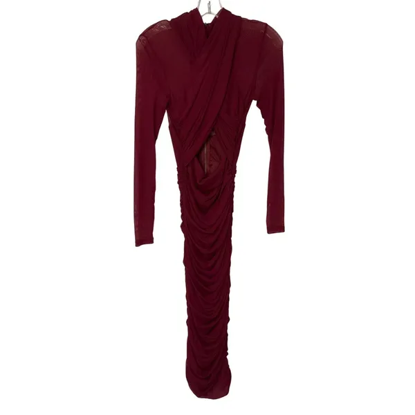 Bardot Aliyah Dress in Burgundy XSmall New Womens Midi Stretch Cocktail - Image 4