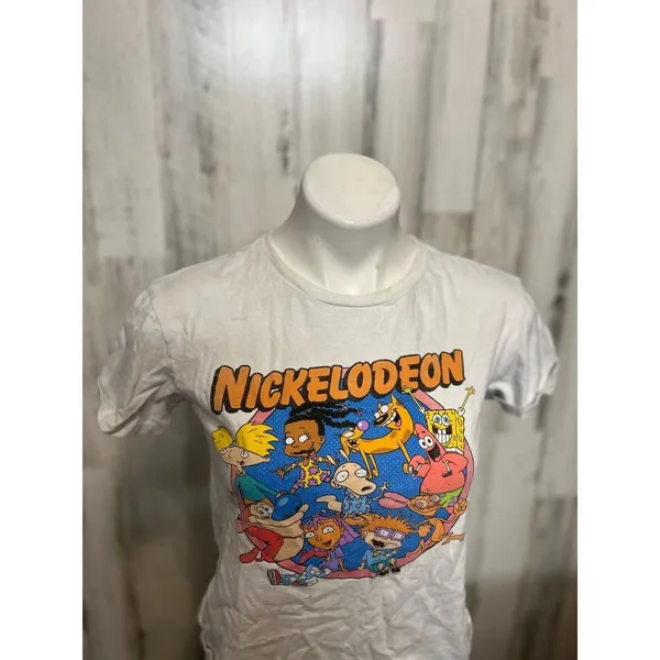 Nickelodeon 90s Throwback Graphic T-Shirt Womens Small White Rugrats SpongeBob - Image 2