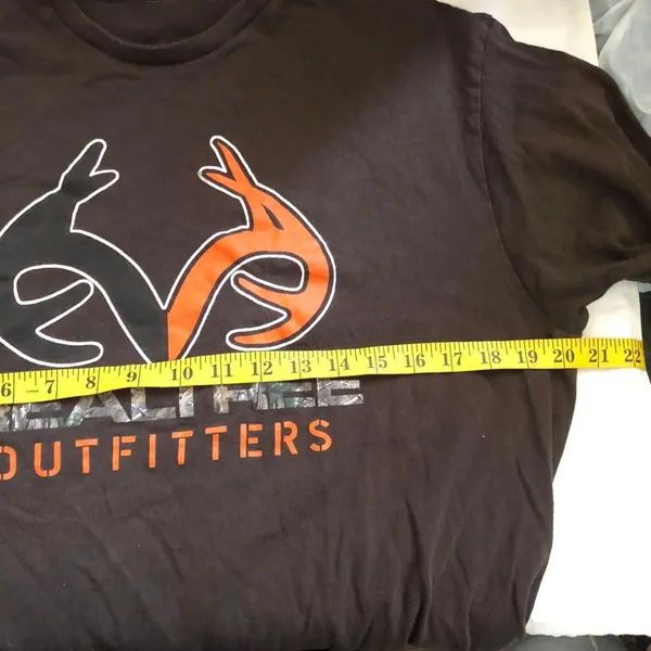 Realtree Outfitters T-Shirt, L, Brown with Camo Orange black Gray Graphic. Measurement in pics - Image 3