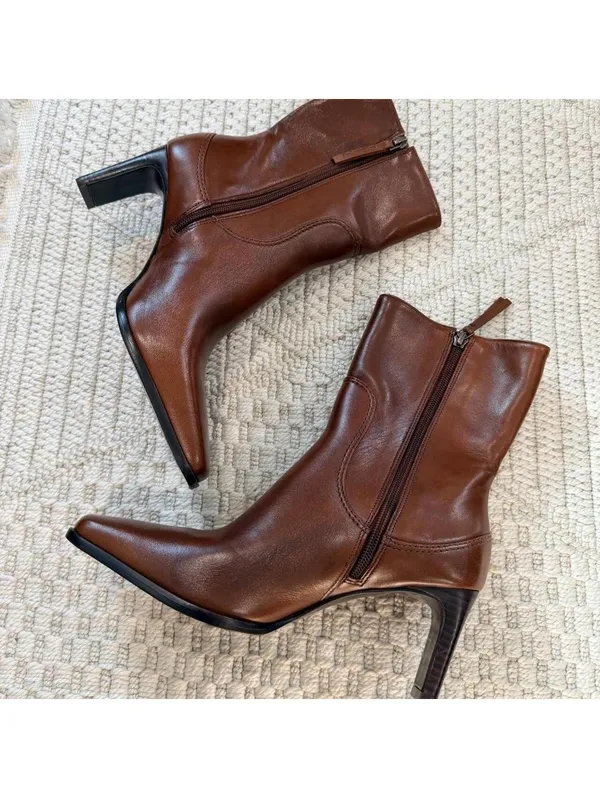 Reformation Caludette Bootie in Cavalier Brown Leather - Image 6