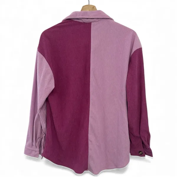 Jolie & Joy Pink Colorblock Corduroy Shirt Medium Button Up Jacket Soft Girl - Image 2