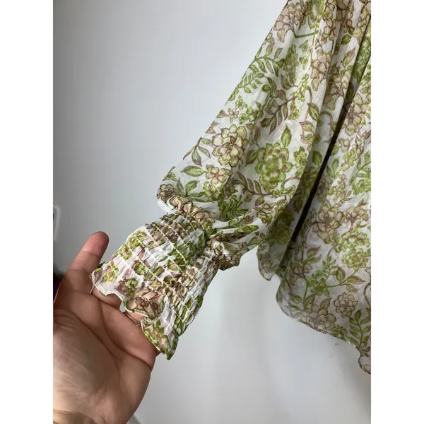 Misa Clio top blouse green goddess‎ semi sheer women's size small professional - Image 7