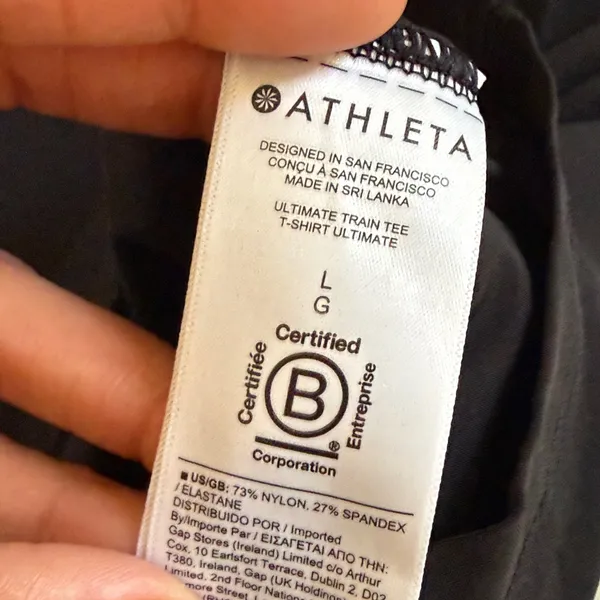 Athleta Black Short Sleeve Active Tee Athletic T Shirt Size Large - Image 7