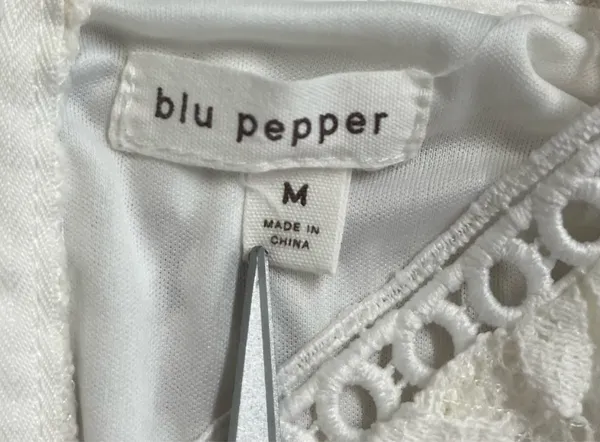 🦢 Blu Pepper Off-White Floral Lace Dress | Women’s Sz Med - Image 12