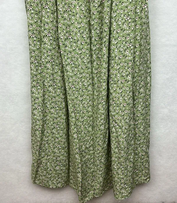 Herperus Tie Front Floral Maxi Dress Sz M Spaghettis Straps Green - Image 2