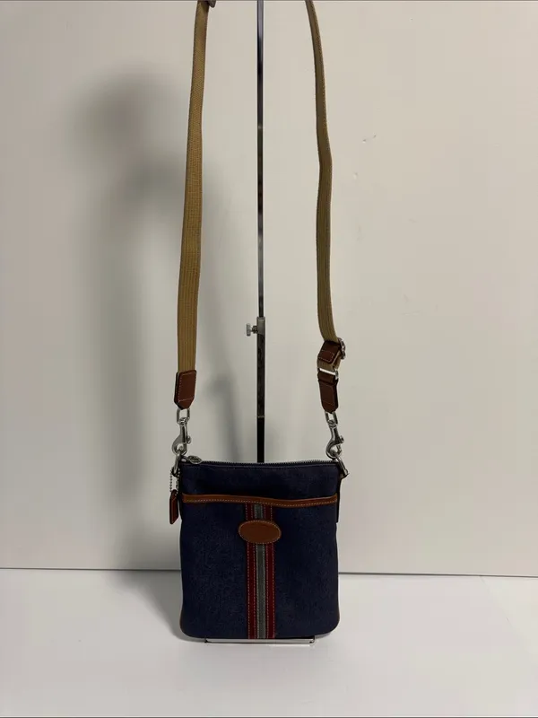 Coach Heritage Stripe Denim Vintage Crossbody Denim and Leather Trim - Image 2