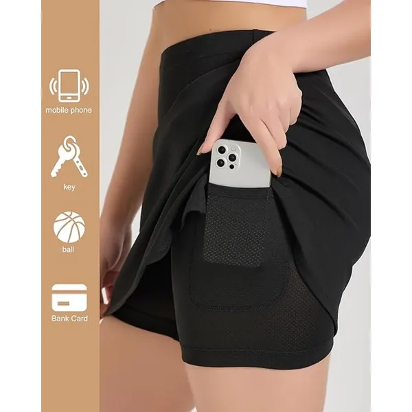 NWT ~ Women's Black 19" Knee Length Skort Pocket Golf Tennis Skirt ~ SMALL - Image 4
