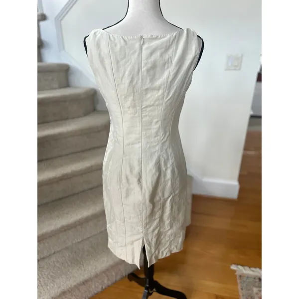 Armani Collezioni Light Beige Knee Length Sleeveless Sheath Dress Career - Image 3