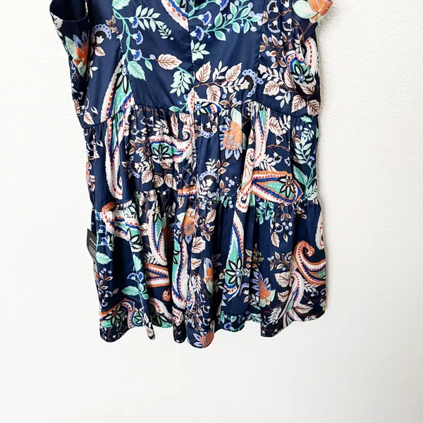 [Lulu's] Positively Adorable Navy Scarf Print Satin Tiered Bustier Romper NWT XL - Image 7