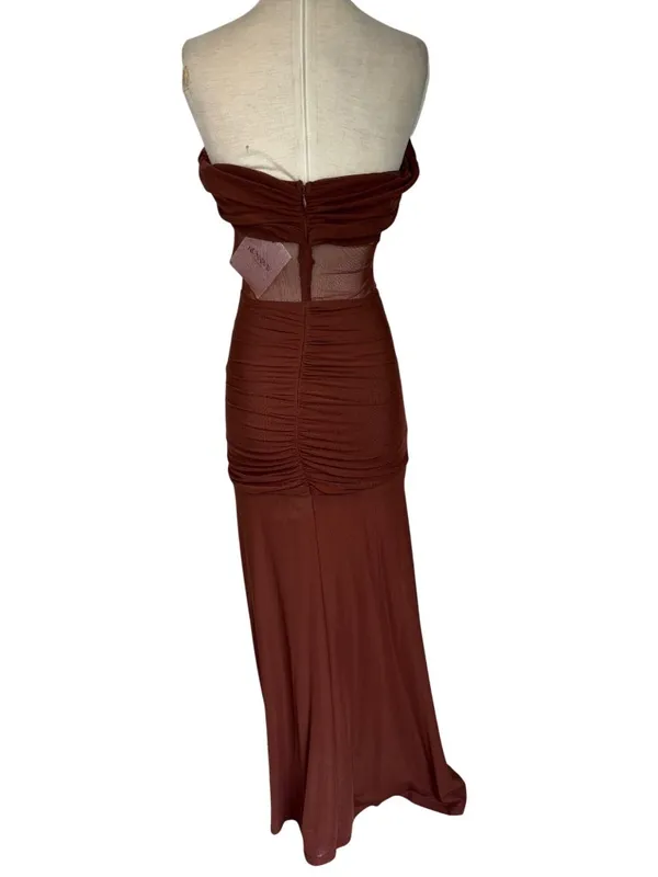 Runaway The Label Meila Maxi Dress in Espresso XSmall New Womens Jersey Mesh - Image 7