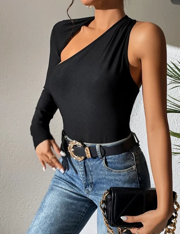 Black One-Shoulder Top Shein - Image 7