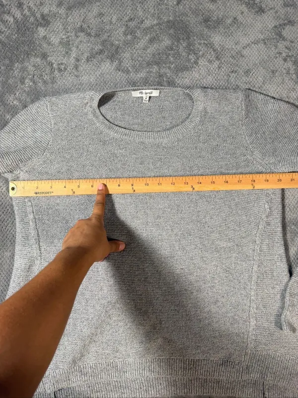 Madewell Size Medium Gray Cotton Blend Crewneck Knit Sweater Pullover Minimalist - Image 7