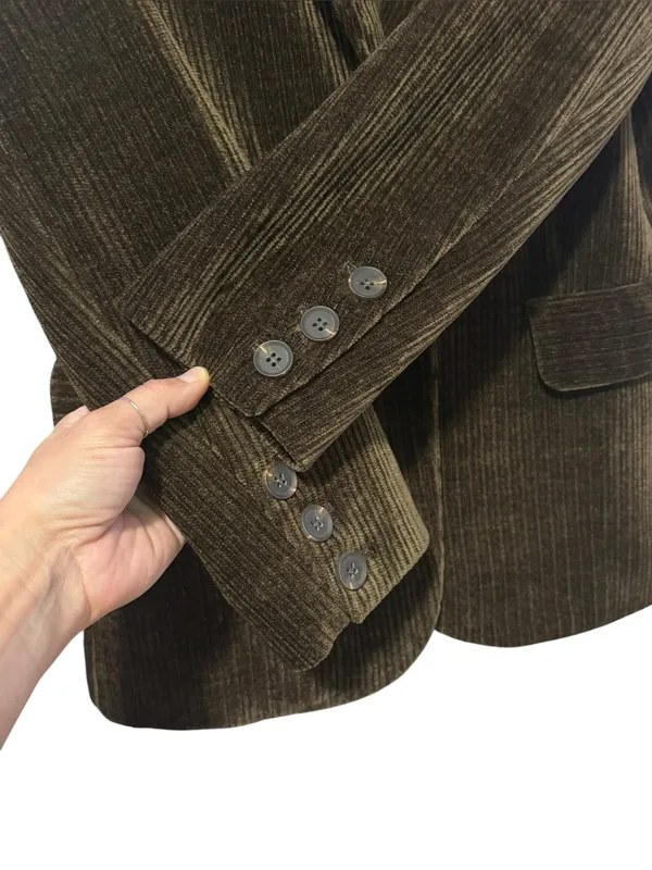 LUCY PARIS Corduroy Blazer XS 19” p2p Brown $128 Retail NWOT - Image 5