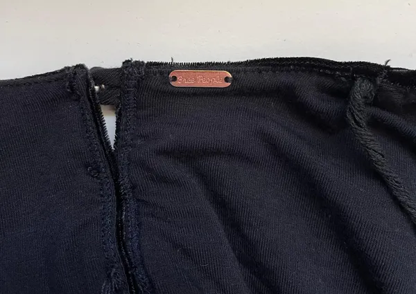 Revolve Black Velvet Cowl Neck Button Back Cropped Top - Image 11