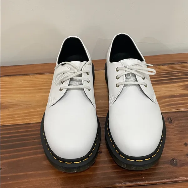 Dr. Martens 27214 Vegan Oxford Shoes Men's Size 6 Women's Size 7 White Leather - Image 14
