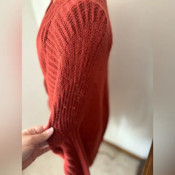 Sunday in Brooklyn Open Front Cardigan Ribbed Knit Small Rust Orange - Image 5