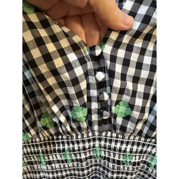 Kate Spade Womens‎ Dress Size Small Gingham Smocked Voile Empire Waist Midi - Image 6