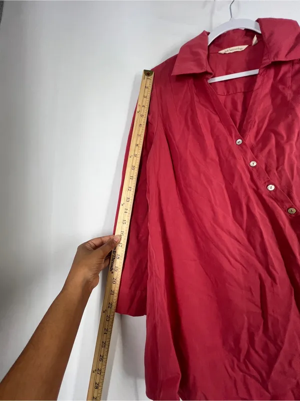 Soft Surroundings Washed Tencel Asymmetrical Tunic Top Red Size M - Image 11