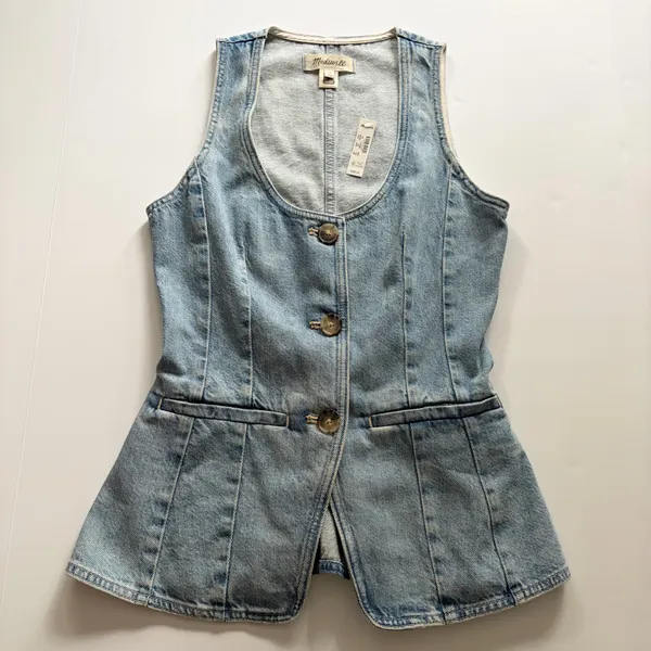 NWT- Madewell Denim Button Vest - Image 4
