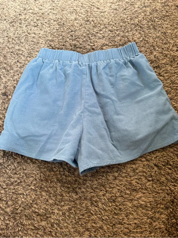 Blue Blush Light Blue Linen Cotton Shorts with Elastic Waist - Image 5